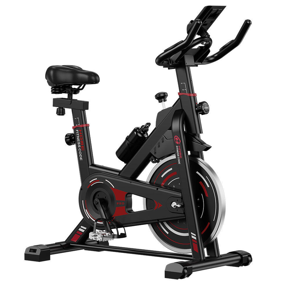 HOMEFITNESSCODE Bicicleta estática silenciosa con volante de 8 kg y pantalla LCD