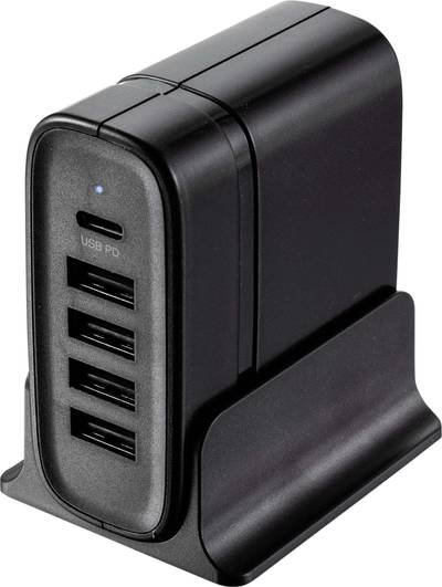 VOLTCRAFT UC-5ACX001 USB Ladegerät 41.5 W 4x USB-A, 1x USB-C® USB PD Schwarz Innenbereich USB Power Delivery (USB-PD)