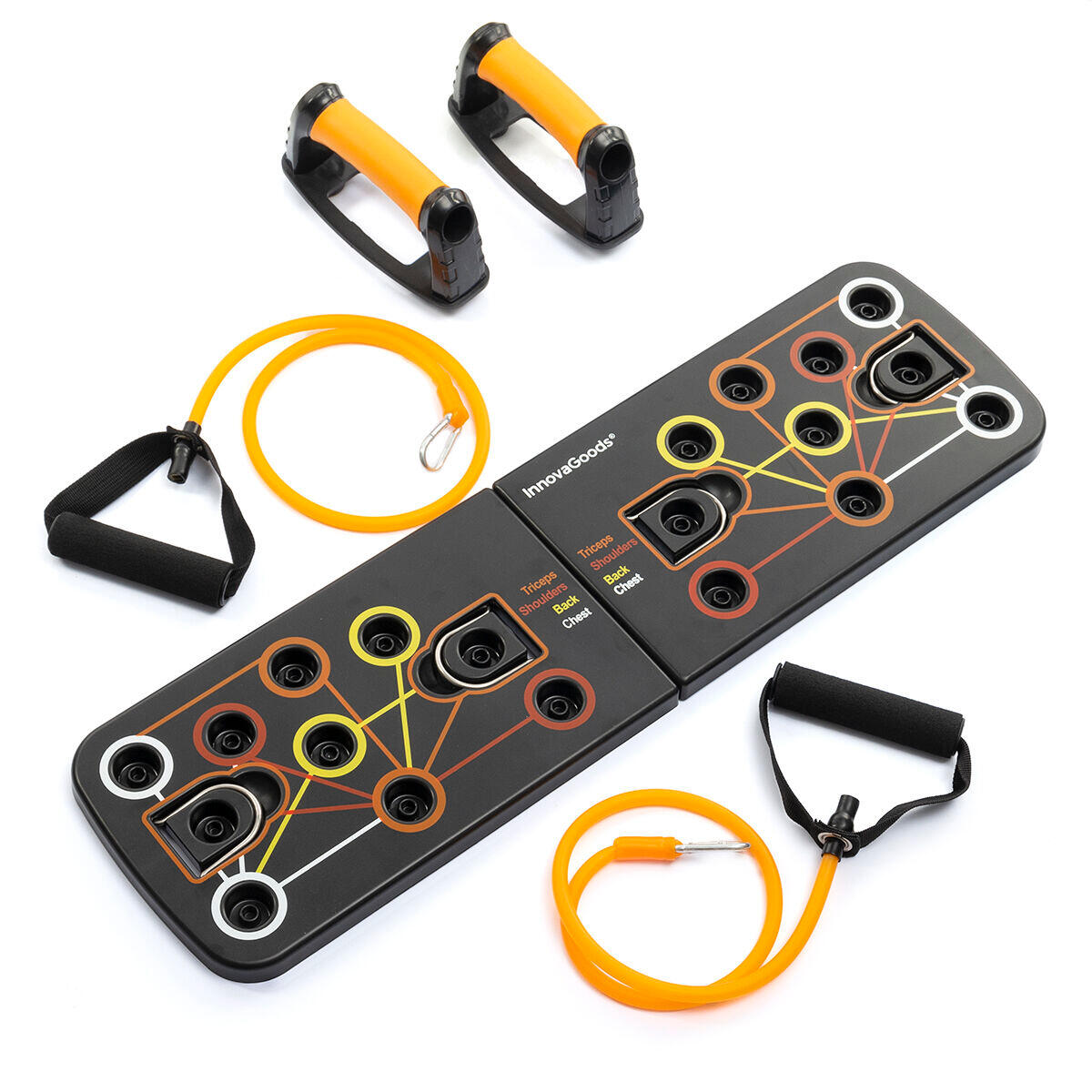 INNOVAGOODS Tabla de Flexiones Push-Up con Bandas de Resistencia y Guía de Ejercicios Innova