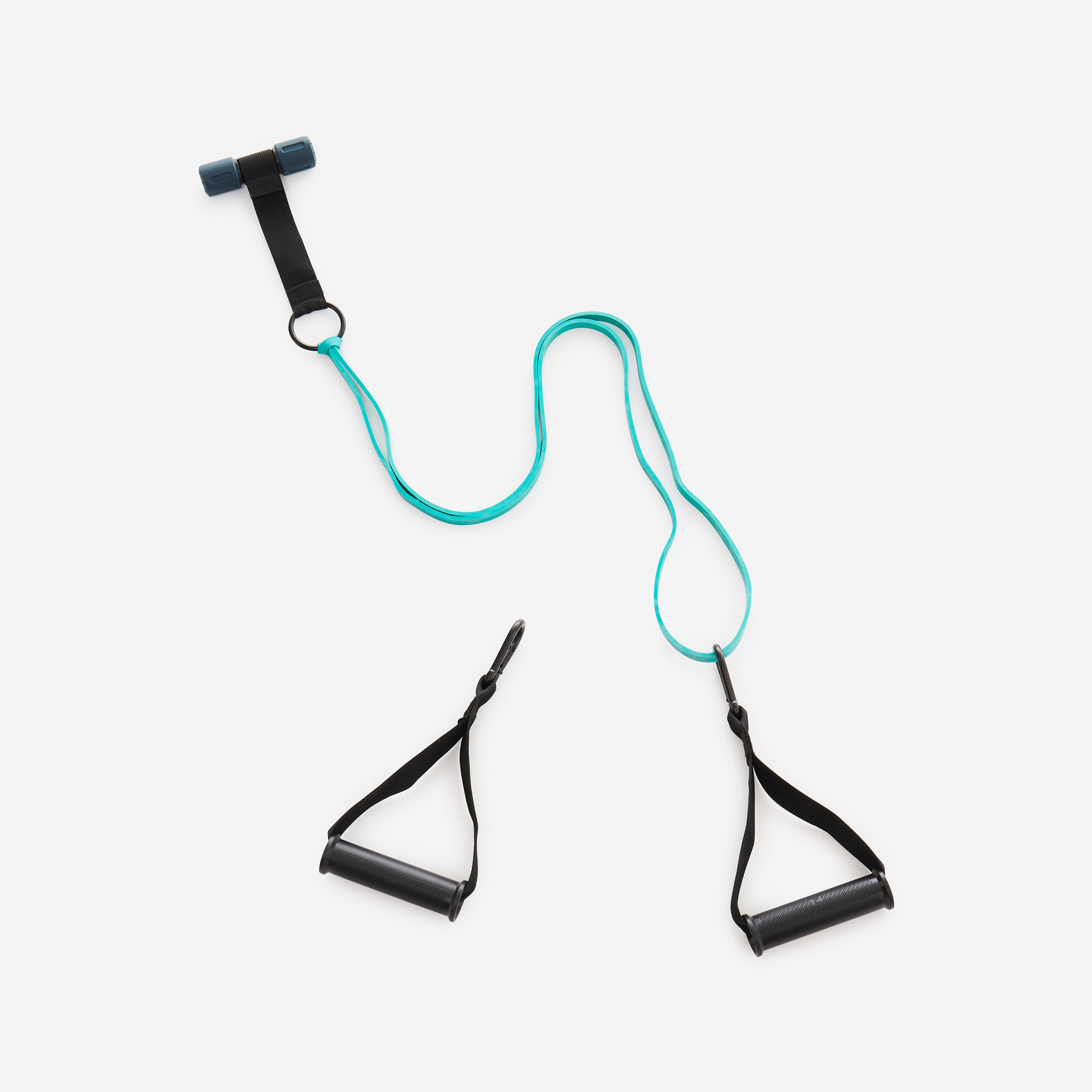 CORENGTH Kit Resistencia Musculación Agarraderas + Fijación Puerta + Banda Elástica 15 kg