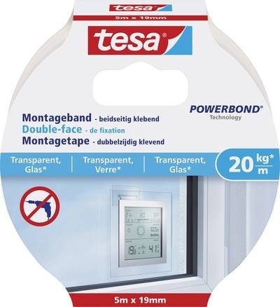 tesa GLASS 77741-00000-00 Montageband tesa® Powerbond Transparent (L x B) 5 m x 19 mm 1 St.