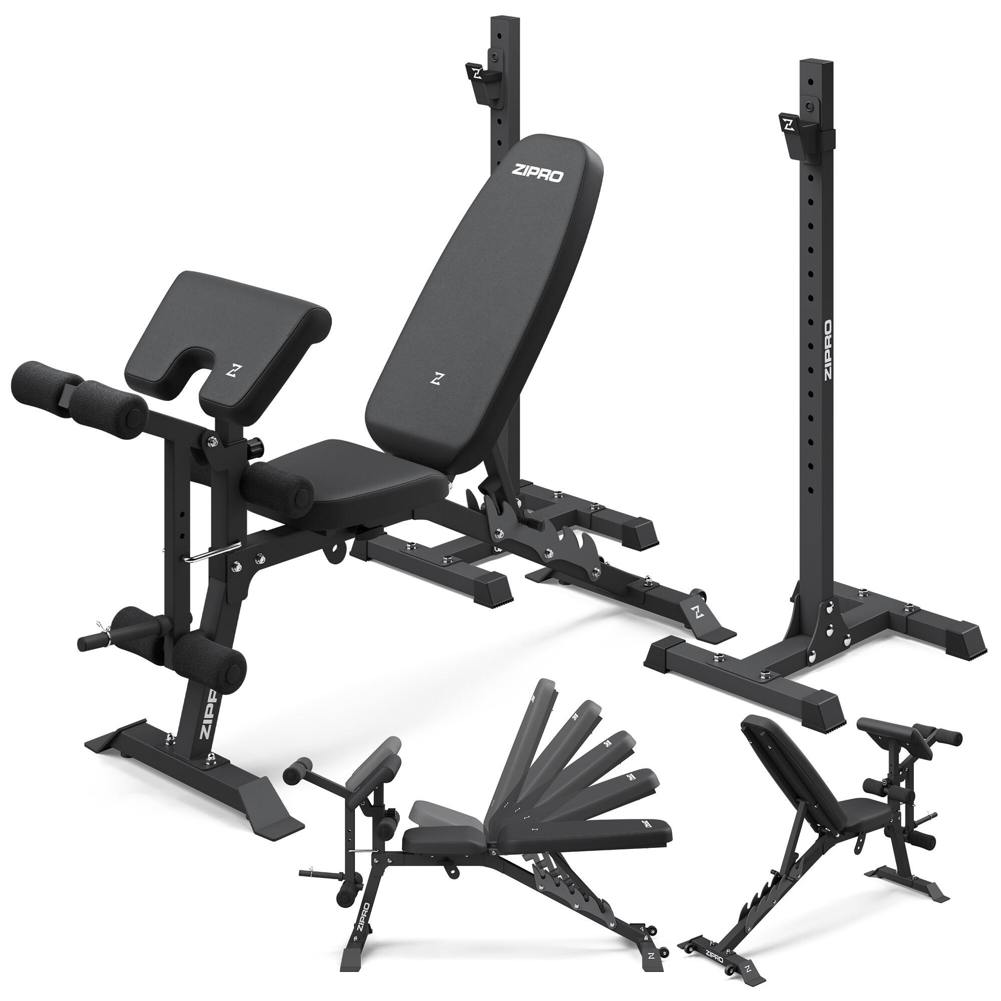 ZIPRO Banco musculación Zipro Superset reclinable con soporte de barra