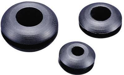 TRU COMPONENTS TC-GMR1006203 Kabeldurchführung offen Klemm-Ø (max.) 6.4 mm Plattenstärke (max.) 1.7 mm PVC Schwarz 100 S