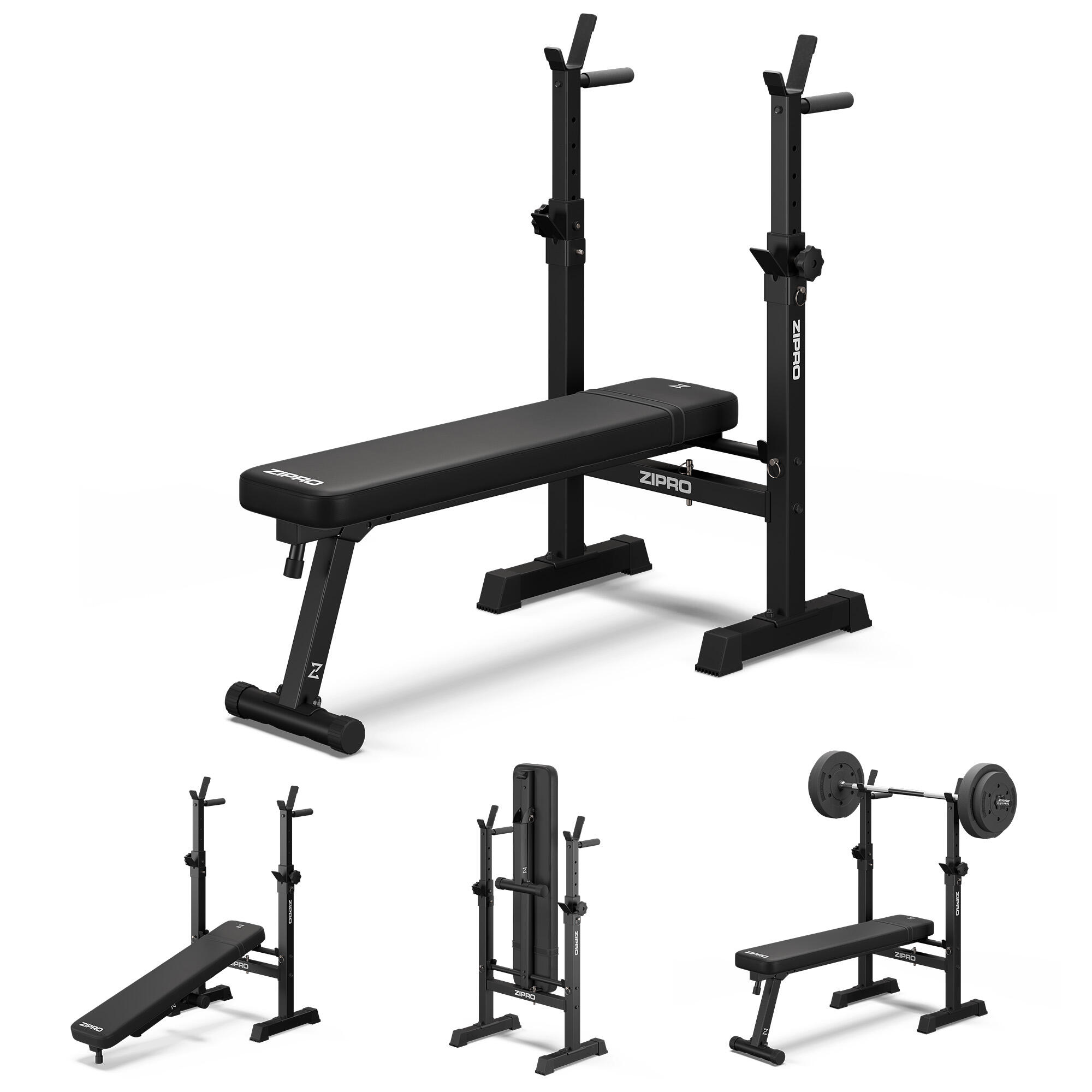 ZIPRO Banco musculación Zipro Core plegable con rack para pesas