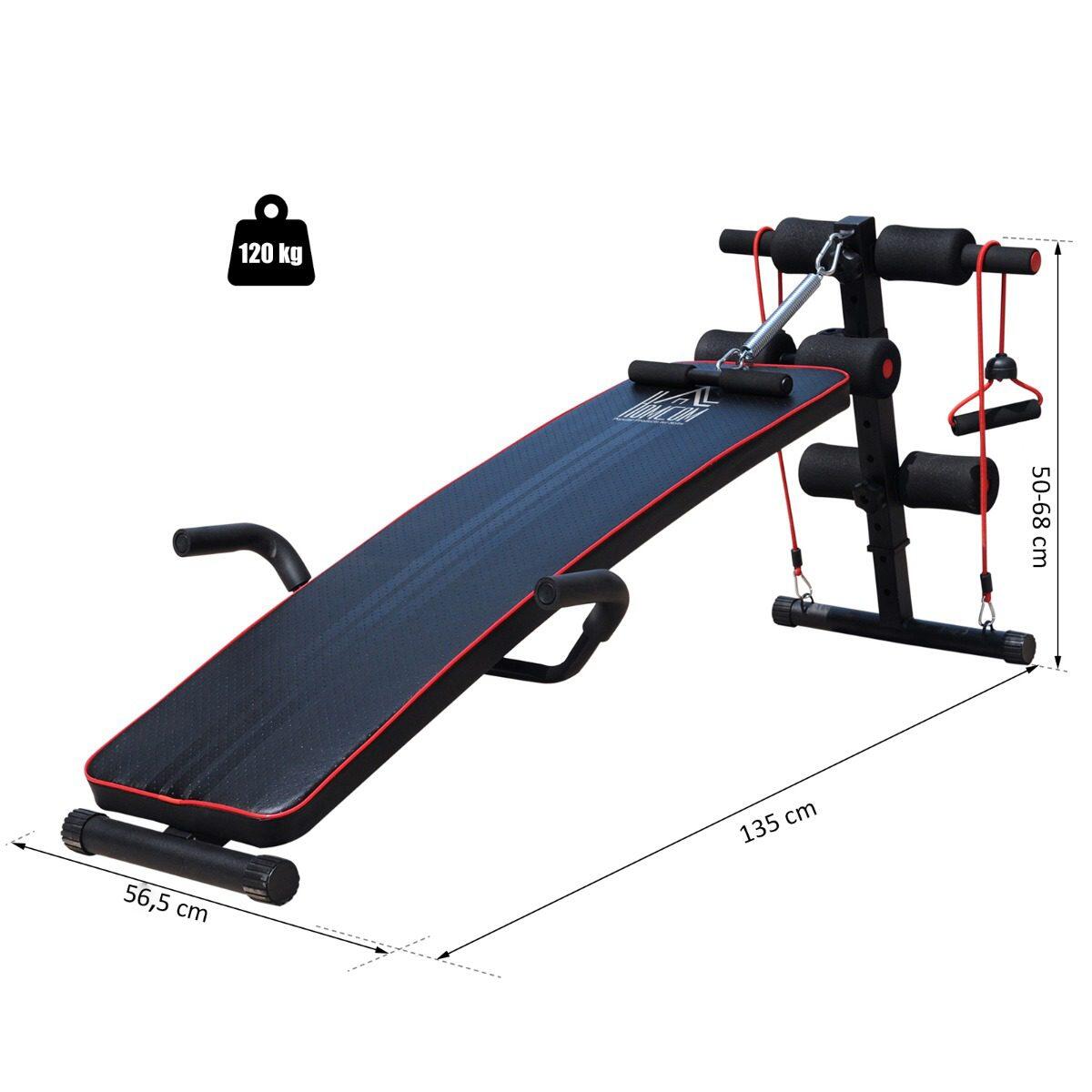 HOMCOM Banco de Abdominales HOMCOM 55.5x137.5x68 cm Negro, Rojo