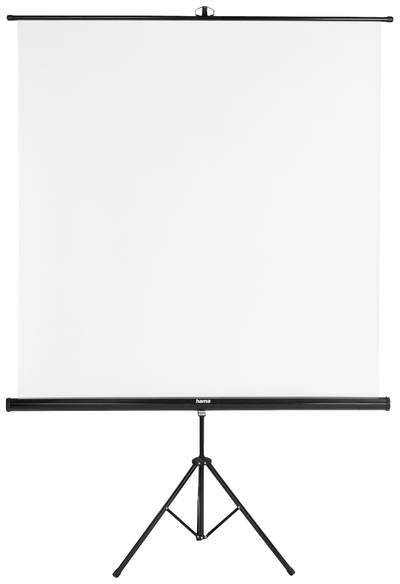hama 00021574 Leinwand mit Stativ, 155 x 155 cm, 2in1, mobiles Set, Teleskoprohr, Weiß