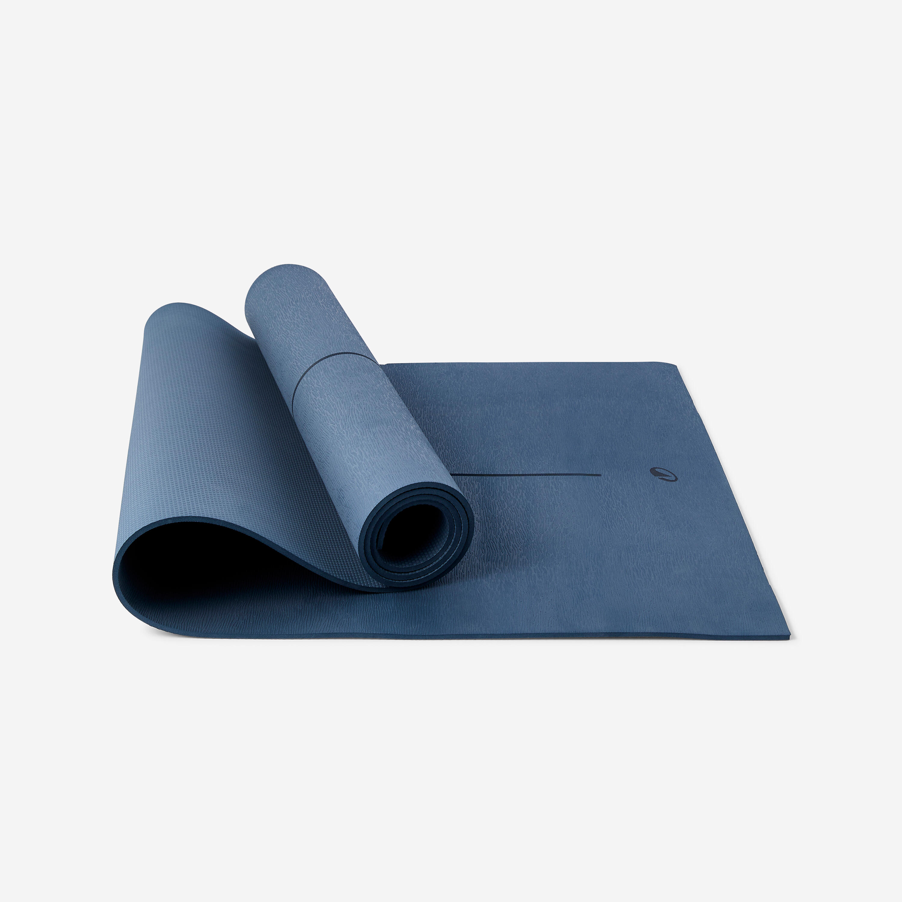 DOMYOS Esterilla Yoga Iniciación Azul Oscuro 5 mm Adherencia + Confort