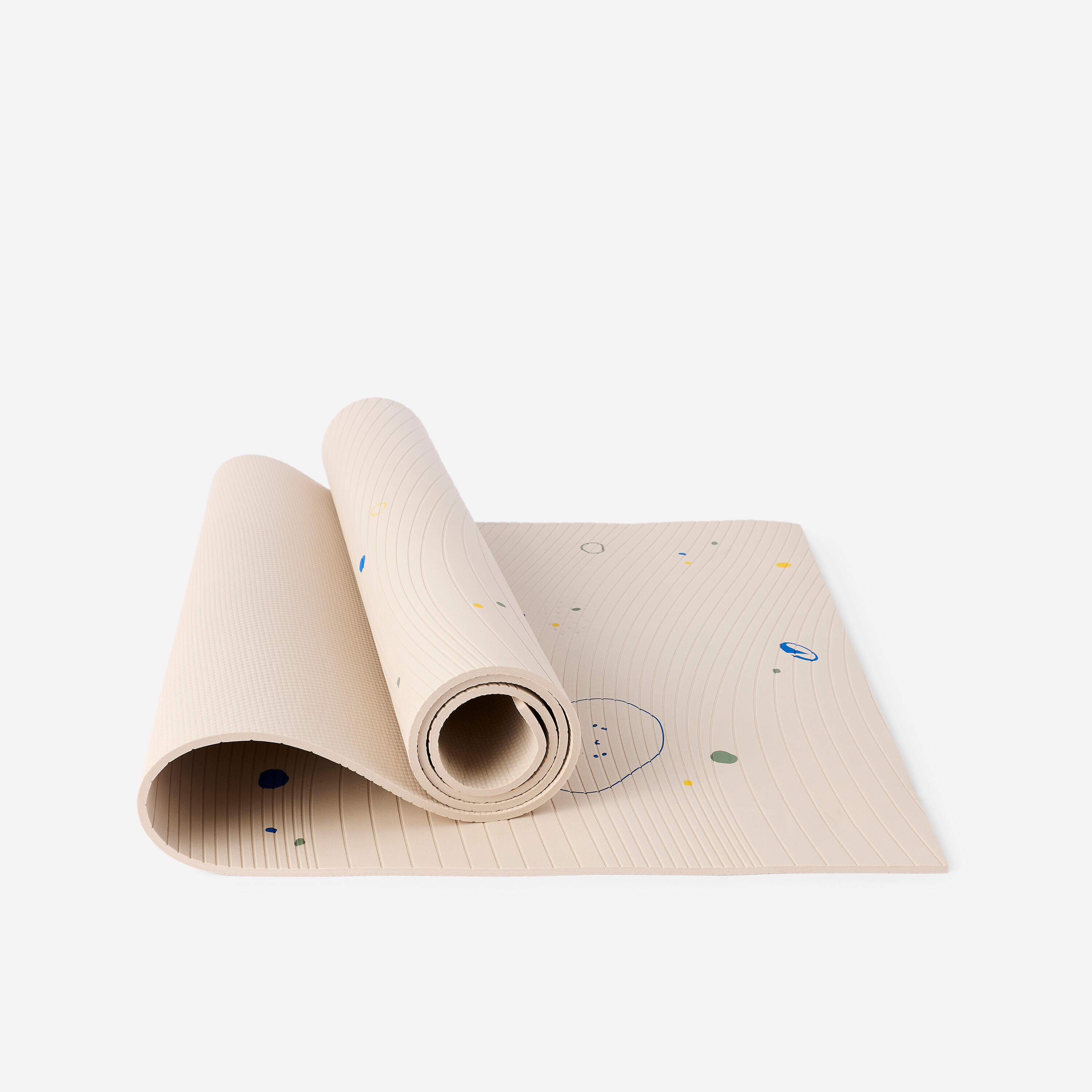 KIMJALY Esterilla Yoga Niños Beis-Azul-Verde Oscuro 5 mm Grosor + Correas