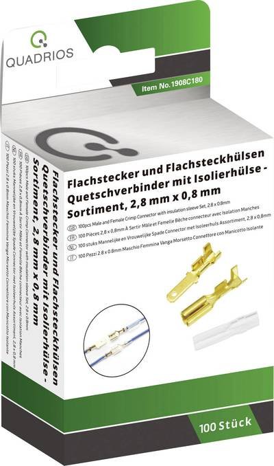Quadrios 1908C180 Quetschverbinder-Sortiment 0.50 mm² 1 mm² Messing, Transparent 100 Teile