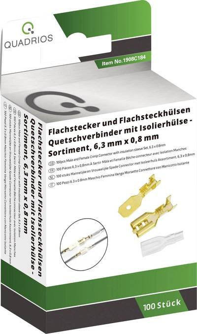 Quadrios 1908C184 Quetschverbinder-Sortiment 0.50 mm² 1 mm² Messing, Transparent 100 Teile