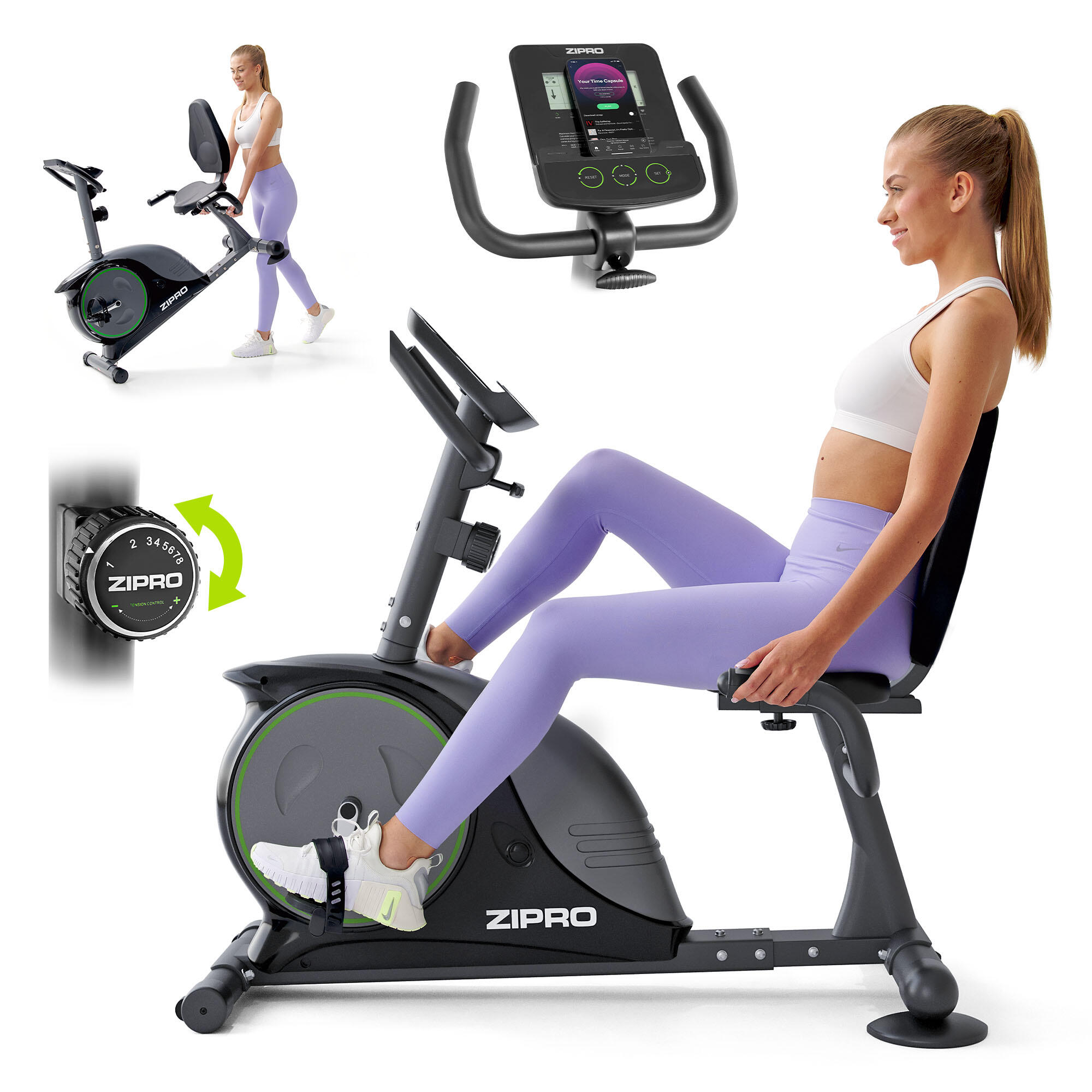 ZIPRO Bicicleta estática reclinada magnética Zipro Easy 8 niveles de resistencia