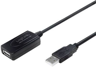 LogiLink USB-Kabel USB 2.0 USB-A Stecker, USB-A Buchse 10.00 m Schwarz UA0143
