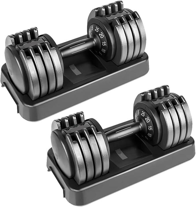 CLOVER FITNESS Juego de Pesas musculación. Mancuernas ajustables 25 Kg (Par).