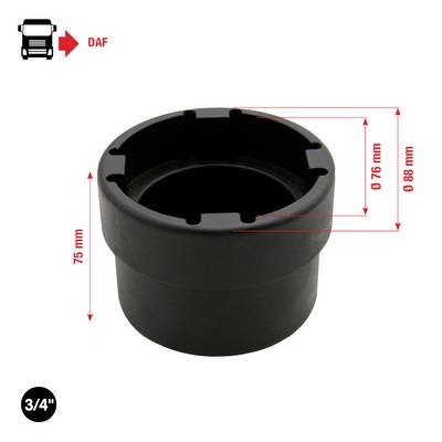 KS Tools 460.3740 3/4" Nutmuttern-Schlüssel mit 4 Zapfen für DAF, Innenzapfen Ø 66,8 mm