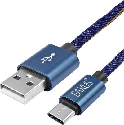 Eaxus USB-Ladekabel USB-A Stecker, USB-C® Stecker 2 m Blau 77701