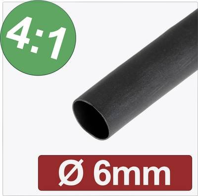 Quadrios 24CA297 Schrumpfschlauch mit Kleber Schwarz 6 mm 1.50 mm Schrumpfrate:4:1 Meterware