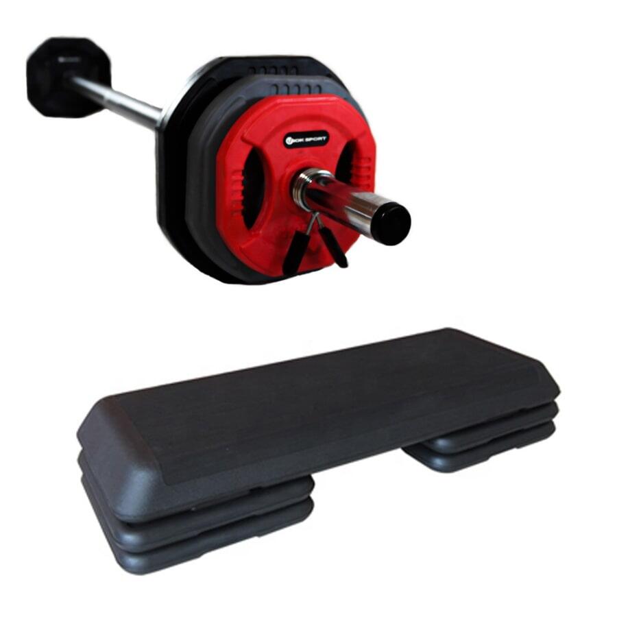 VIOK SPORT Kit de Barra, Discos con Agarre y Plataforma Step Viok Sport