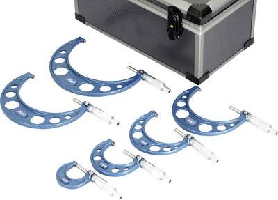 Dasqua 4111-8215 Bügelmessschrauben-Set mit Kontrollmaß 0 - 150 mm DIN 863
