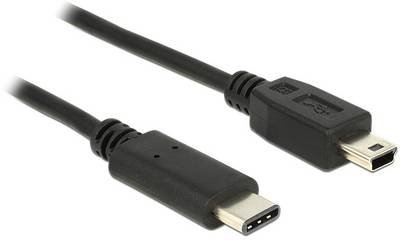 Delock USB-Kabel USB 2.0 USB-Mini-B Stecker, USB-C® Stecker 0.50 m Schwarz 83335