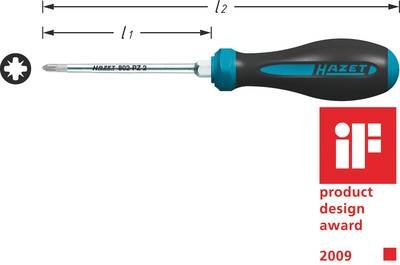 Hazet neu 802-PZ2 Werkstatt Kreuzschlitz-Schraubendreher PZ 2 Klingenlänge: 100 mm DIN ISO 8764-1, DIN ISO 8764-2