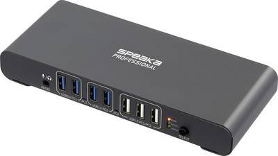 SpeaKa Professional SP-KVM-2P4K 2 Port KVM-Umschalter Grau (matt) HDMI®, USB-A (USB 3.2 Gen 1), USB-A (USB 2.0), USB-C®