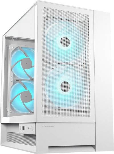 Cougar CGR-2WA3W-RGB Midi-Tower PC-Gehäuse Weiß 2 vorinstallierte Lüfter, Seitenfenster, Integrierte Beleuchtung