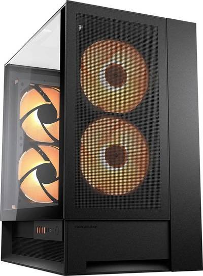 Cougar CGR-2WA3B-RGB Midi-Tower PC-Gehäuse Schwarz 2 vorinstallierte Lüfter, Seitenfenster, Integrierte Beleuchtung