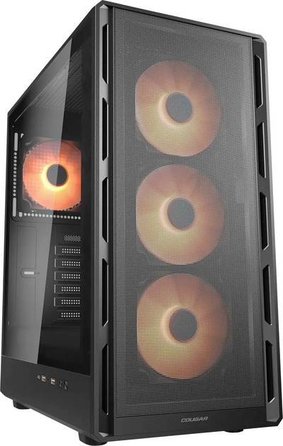 Cougar 382GA50.0003 Midi-Tower PC-Gehäuse Schwarz 4 vorinstallierte Lüfter, Seitenfenster, Integrierte Beleuchtung