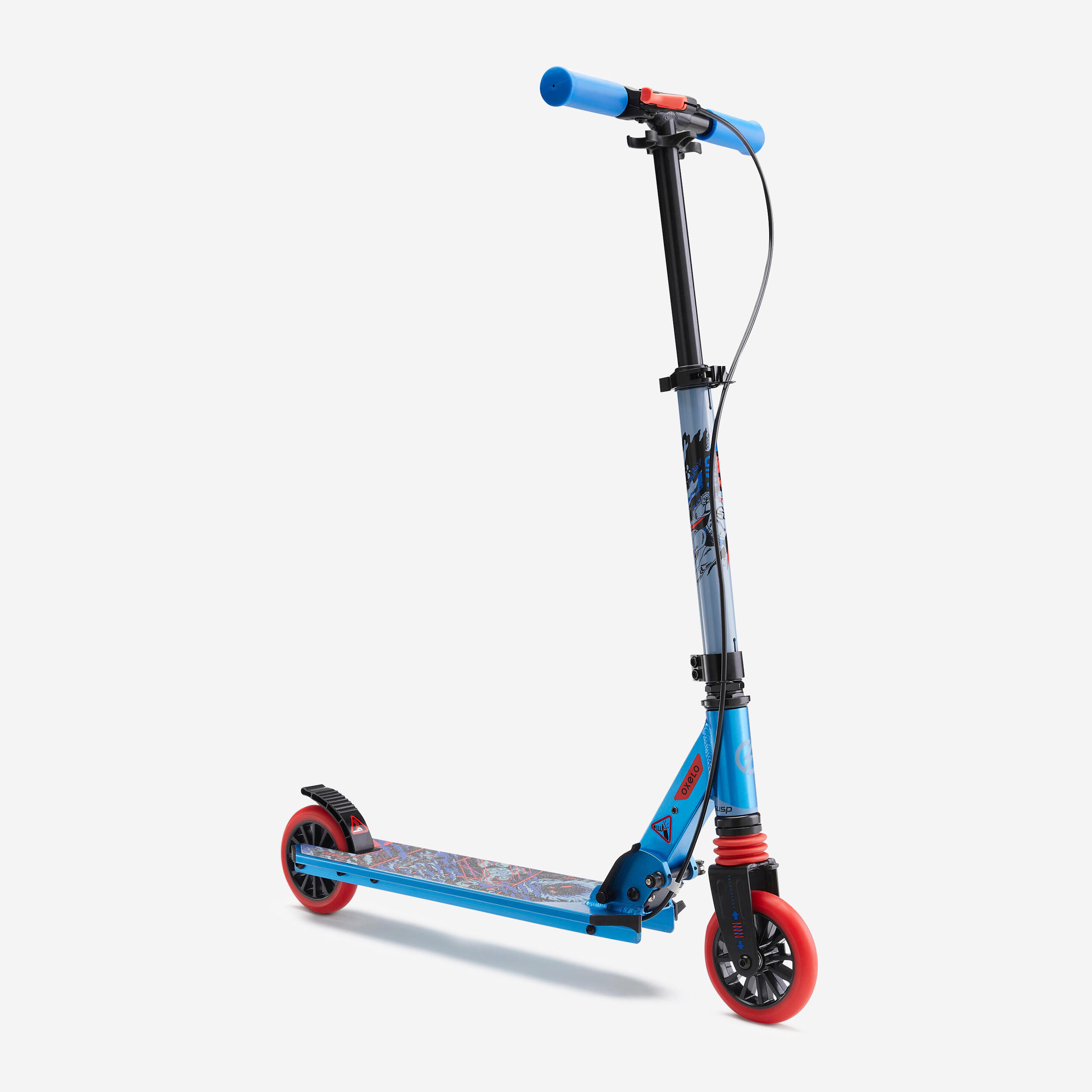 Patinete Ajustable Scooter Niños Oxelo MID5 Azul con freno en manillar