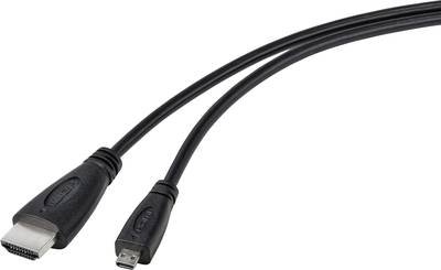 TRU COMPONENTS HDMI Anschlusskabel HDMI-A Stecker, HDMI-Micro-D Stecker 1.80 m Schwarz TC-9449896 HDMI-Kabel
