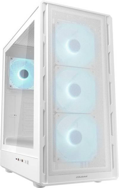 Cougar 382GA50.0004 Midi-Tower PC-Gehäuse Weiß 4 vorinstallierte Lüfter, Seitenfenster, Integrierte Beleuchtung