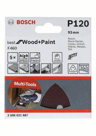 Bosch Accessories Bosch Power Tools 2608621688 Deltaschleifpapier Körnung (num) 180 (L x B) 93 mm x 93 mm 5 St.