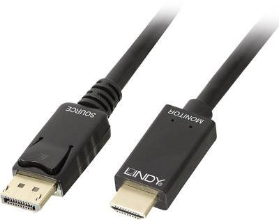 LINDY DisplayPort / HDMI Adapterkabel DisplayPort Stecker, HDMI-A Stecker 3.00 m Schwarz 36923 DisplayPort-Kabel