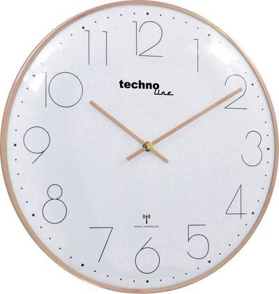 Techno Line WT 8235 gold optik Funk Wanduhr 350 mm x 25 mm Roségold