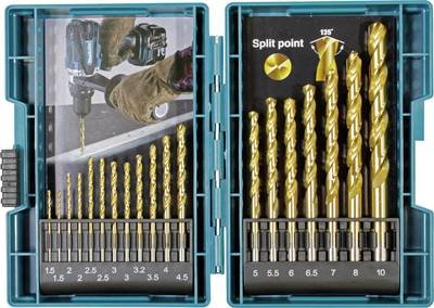 Makita B-67795 Metall-Spiralbohrer-Set 1.5 mm, 2.0 mm, 2.5 mm, 3.0 mm, 3.2 mm, 3.5 mm, 4.0 mm, 4.5 mm, 5.0 mm, 5.5 mm, 6