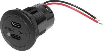 ProCar Power USB-C Doppelsteckdose PD/QC EV mit LED max 2x 30 Watt Belastbarkeit Strom max.=3 A 12 oder 24 V/DC