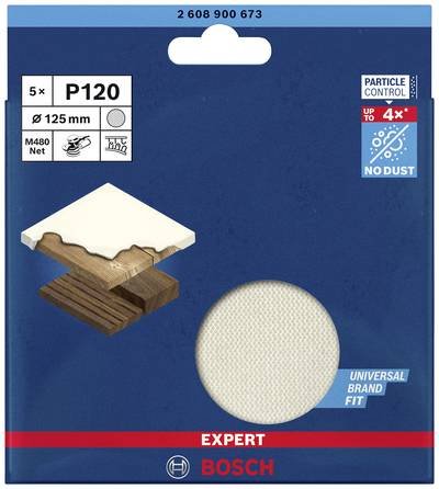 Bosch Accessories EXPERT M480 2608900673 Schleifnetz für Exzenterschleifer ungelocht Körnung (num) 120 (Ø) 125 mm 5 St.