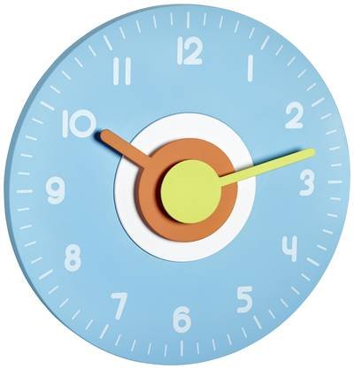 TFA Dostmann 60.3015.06 Quarz Wanduhr 230 mm x 40 mm Hellblau Leisegang-Uhrwerk