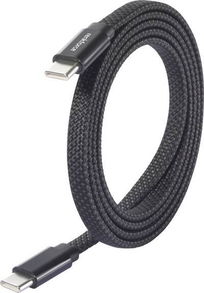 Renkforce USB-Kabel USB 2.0 USB-C® Stecker, USB-C® Stecker 1.00 m Schwarz mit magnetischer Aufwicklung RF-6871988