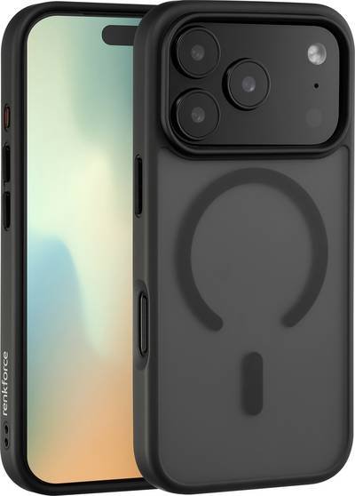Renkforce RF-6830726 Backcover Apple iPhone 17 Pro Schwarz, Transparent MagSafe kompatibel, Induktives Laden RF-6830726