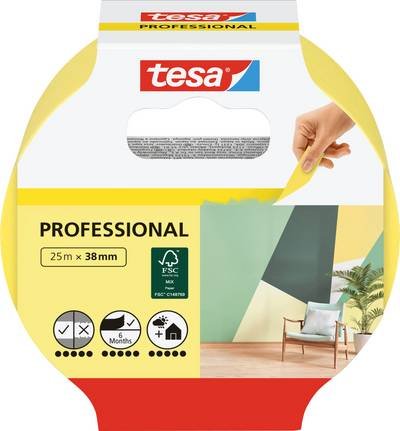 tesa PRECISION INDOOR 56271-00000-01 Kreppband tesa® Gelb (L x B) 25 m x 38 mm 1 St.