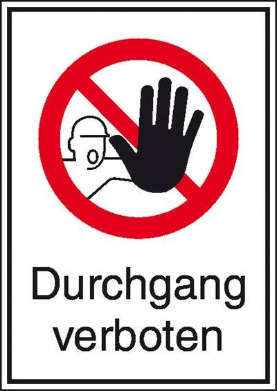 Verbotsschild Durchgang verboten, Hygiene und Abstand Aluminium (B x H) 262 mm x 371 mm DIN 4844-2 1 St.