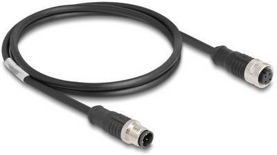 Delock 80844 M12 Netzwerkkabel, Patchkabel CAT 5e S/FTP 1.00 m Schwarz 1 St.