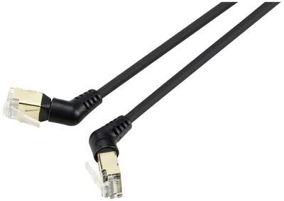 Renkforce RF-6071552 RJ45 Netzwerkkabel, Patchkabel CAT 8.2 S/FTP 0.50 m Schwarz Steckkontakte 360° drehbar, Gewinkelter