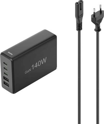hama 00201978 USB-Ladestation 5 Ports, GaN, Schnellladegerät, 3xUSB-C, 2xUSB-A, PD, 140 W