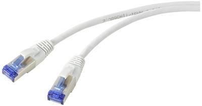 Renkforce RF-5266140 RJ45 Netzwerkkabel, Patchkabel CAT 6a S/FTP 2.00 m Grau Slimline, Flexibel, mit Rastnasenschutz, Fl