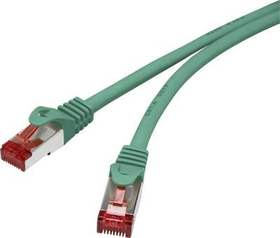Renkforce RF-5239500 RJ45 Netzwerkkabel, Patchkabel CAT 6 S/FTP 1.00 m Grün mit Rastnasenschutz, vergoldete Steckkontakt