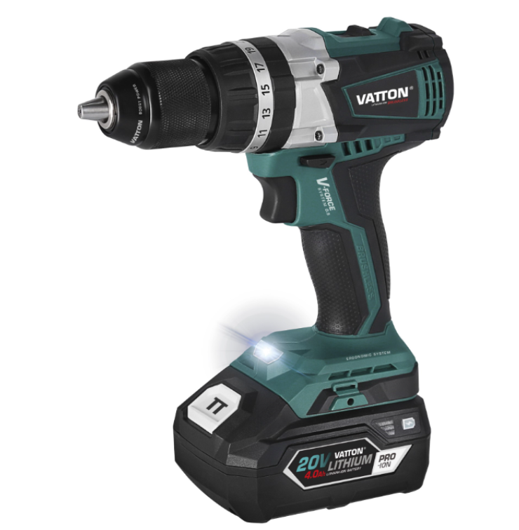 TALADRO PERCUTOR VATTON 4.0AH BRUSHLESS 2 BATERÍAS