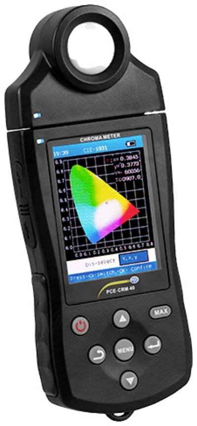PCE Instruments Chromameter PCE-CRM 40 bis 150000 lx |Farbtemperatur CTT |Normfarbtafel CIE1931 & CIE1976 |Speicher