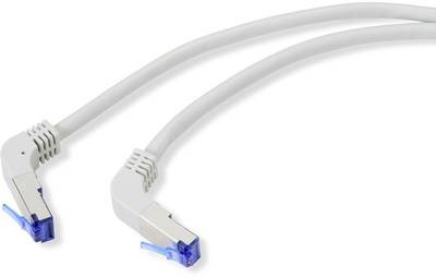 Renkforce RF-4892472 RJ45 Netzwerkkabel, Patchkabel CAT 6a S/FTP 0.50 m Grau 90° nach unten gewinkelt 1 St.